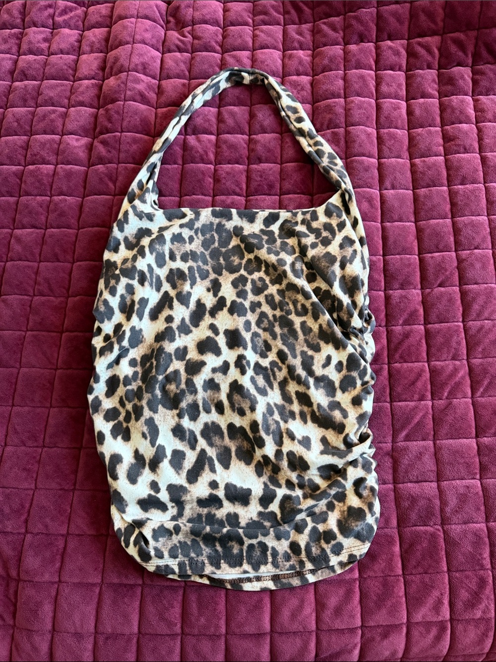 Fashion Nova Leopard Print Halter Top- Black & Cream